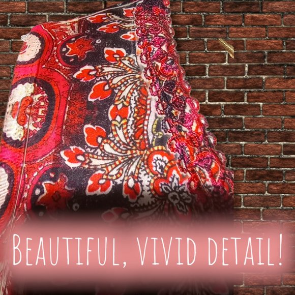 Red Paisley Boho Hi-Lo Sleeveless Dress - Picture 6 of 9